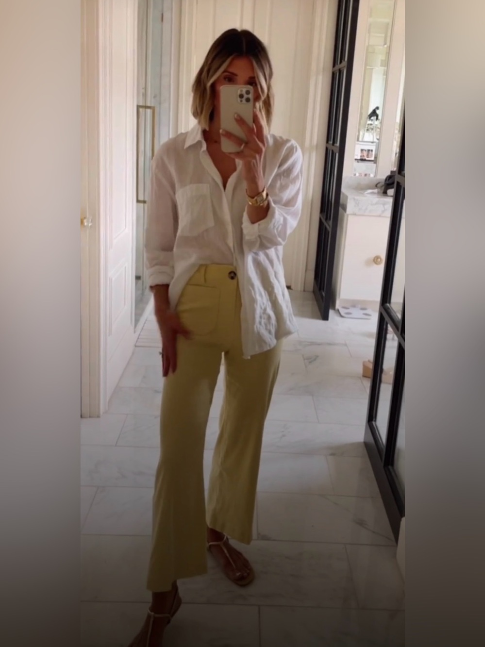 Maeve Pale Yellow High-Rise Wide-Leg Pants